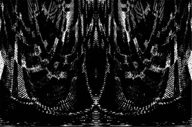 Grunge dikey olarak simetrik siyah beyaz doku. Tek renkli yıpranmış kaplama deseni. 