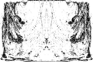 Grunge dikey olarak simetrik siyah beyaz doku. Tek renkli yıpranmış kaplama deseni. 