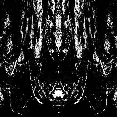 Grunge dikey olarak simetrik siyah beyaz doku. Tek renkli yıpranmış kaplama deseni. 