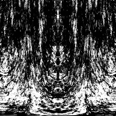 Grunge dikey olarak simetrik siyah beyaz doku. Tek renkli yıpranmış kaplama deseni. 