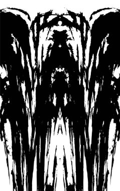 Grunge dikey olarak simetrik siyah beyaz doku. Tek renkli yıpranmış kaplama deseni. 