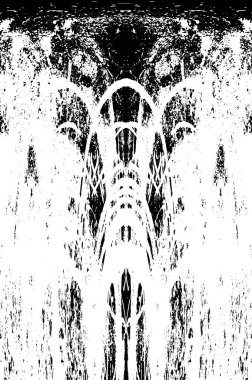 Grunge dikey olarak simetrik siyah beyaz doku. Tek renkli yıpranmış kaplama deseni. 