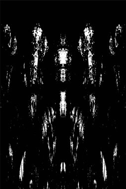 Grunge dikey olarak simetrik siyah beyaz doku. Tek renkli yıpranmış kaplama deseni. 