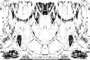 Grunge dikey olarak simetrik siyah beyaz doku. Tek renkli yıpranmış kaplama deseni. 