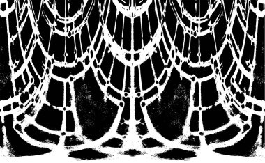 Grunge dikey olarak simetrik siyah beyaz doku. Tek renkli yıpranmış kaplama deseni. 