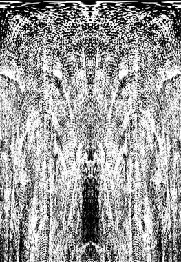 Grunge dikey olarak simetrik siyah beyaz doku. Tek renkli yıpranmış kaplama deseni. 