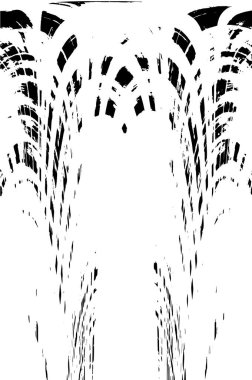 Grunge dikey olarak simetrik siyah beyaz doku. Tek renkli yıpranmış kaplama deseni. 