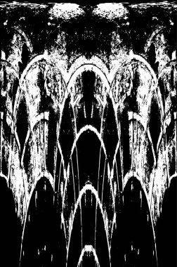 Grunge dikey olarak simetrik siyah beyaz doku. Tek renkli yıpranmış kaplama deseni. 