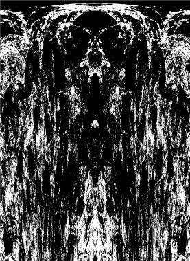 Grunge dikey olarak simetrik siyah beyaz doku. Tek renkli yıpranmış kaplama deseni. 