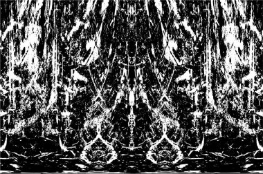 Grunge dikey olarak simetrik siyah beyaz doku. Tek renkli yıpranmış kaplama deseni. 