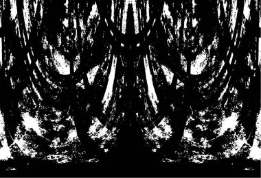 Grunge dikey olarak simetrik siyah beyaz doku. Tek renkli yıpranmış kaplama deseni. 