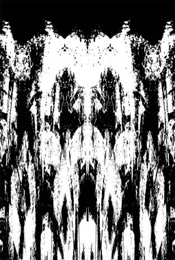 Grunge dikey olarak simetrik siyah beyaz doku. Tek renkli yıpranmış kaplama deseni. 