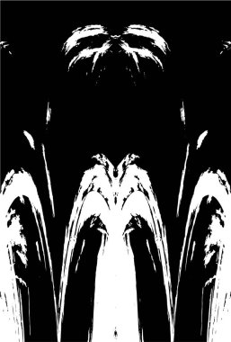 Grunge dikey olarak simetrik siyah beyaz doku. Tek renkli yıpranmış kaplama deseni. 