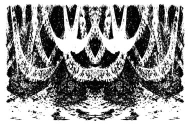 Grunge dikey olarak simetrik siyah beyaz doku. Tek renkli yıpranmış kaplama deseni. 