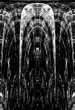 Grunge dikey olarak simetrik siyah beyaz doku. Tek renkli yıpranmış kaplama deseni. 