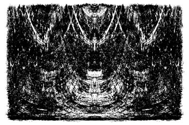 Grunge dikey olarak simetrik siyah beyaz doku. Tek renkli yıpranmış kaplama deseni. 