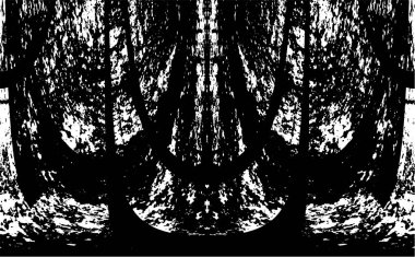 Grunge dikey olarak simetrik siyah beyaz doku. Tek renkli yıpranmış kaplama deseni. 