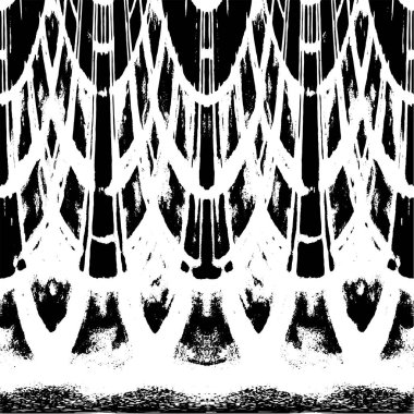 Grunge dikey olarak simetrik siyah beyaz doku. Tek renkli yıpranmış kaplama deseni. 