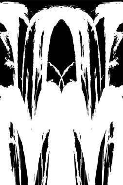 Grunge dikey olarak simetrik siyah beyaz doku. Tek renkli yıpranmış kaplama deseni. 