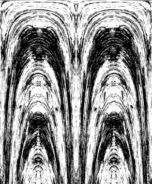 Grunge dikey olarak simetrik siyah beyaz doku. Tek renkli yıpranmış kaplama deseni. 