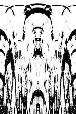 Grunge dikey olarak simetrik siyah beyaz doku. Tek renkli yıpranmış kaplama deseni. 