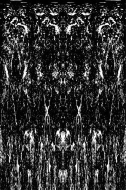 Grunge dikey olarak simetrik siyah beyaz doku. Tek renkli yıpranmış kaplama deseni. 