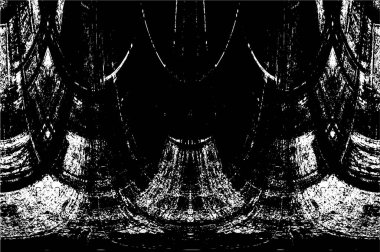 Grunge dikey olarak simetrik siyah beyaz doku. Tek renkli yıpranmış kaplama deseni. 