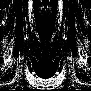 Grunge dikey olarak simetrik siyah beyaz doku. Tek renkli yıpranmış kaplama deseni. 