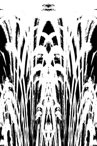 Grunge üst üste biniyor. Soyut siyah-beyaz vektör arkaplanı. Çatlak, leke ve noktalarda kirli desenli tek renkli klasik yüzey. Karanlık korku tarzında eski bir duvar.