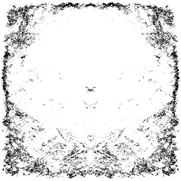 Grunge üst üste biniyor. Soyut siyah-beyaz vektör arkaplanı. Çatlak, leke ve noktalarda kirli desenli tek renkli klasik yüzey. Karanlık korku tarzında eski bir duvar.