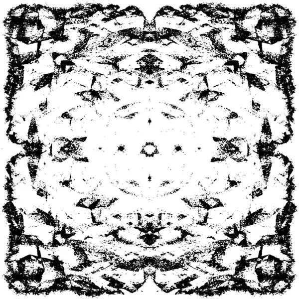 Grunge üst üste biniyor. Soyut siyah-beyaz vektör arkaplanı. Çatlak, leke ve noktalarda kirli desenli tek renkli klasik yüzey. Karanlık korku tarzında eski bir duvar.