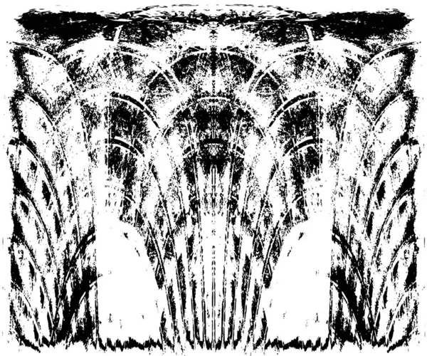 Grunge dikey olarak simetrik siyah beyaz doku. Tek renkli yıpranmış kaplama deseni. 