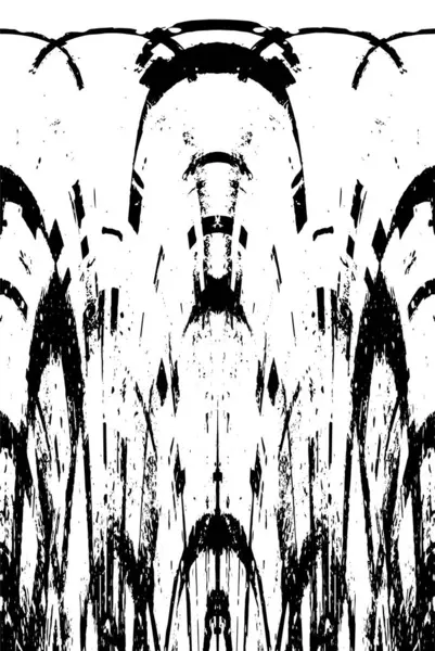 Grunge dikey olarak simetrik siyah beyaz doku. Tek renkli yıpranmış kaplama deseni. 