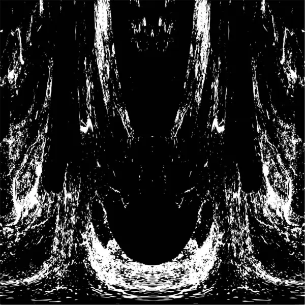 Grunge Texture Noire Blanche Symétrique Verticalement Modèle Superposition Altérée Monochrome — Image vectorielle