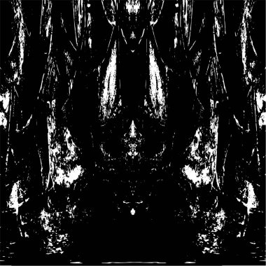 Grunge dikey olarak simetrik siyah beyaz doku. Tek renkli yıpranmış kaplama deseni. 