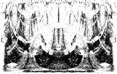 Grunge dikey olarak simetrik siyah beyaz doku. Tek renkli yıpranmış kaplama deseni. 