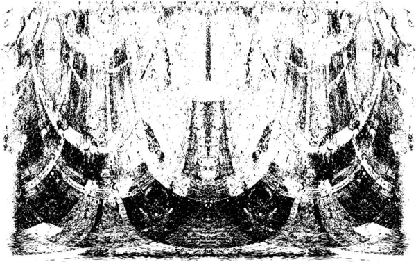 Grunge dikey olarak simetrik siyah beyaz doku. Tek renkli yıpranmış kaplama deseni. 