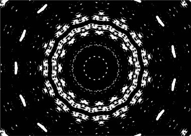 Süslü kaleydoskopik siyah beyaz arkaplan.