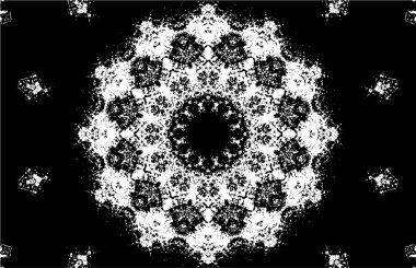 Kaleydoskopik desenli siyah ve beyaz süs arkaplanı