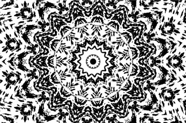 Süslü kaleydoskopik siyah beyaz arkaplan.