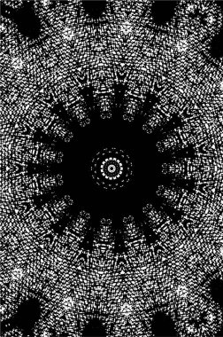 Süslü kaleydoskopik siyah beyaz arkaplan.