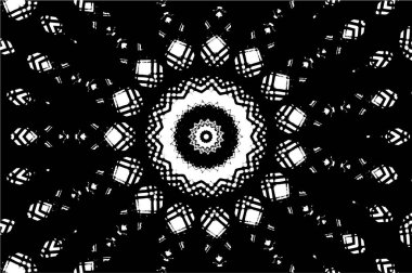 Süslü kaleydoskopik siyah beyaz arkaplan 