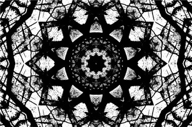 Kaleydoskopik desenli siyah ve beyaz dekoratif arkaplan