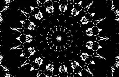 Süslü kaleydoskopik siyah beyaz arkaplan.