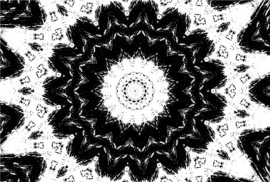 Süslü kaleydoskopik siyah beyaz arkaplan 