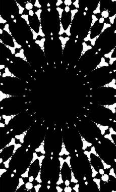 Süslü kaleydoskopik siyah beyaz arkaplan.