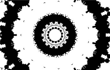 Süslü kaleydoskopik siyah beyaz arkaplan.