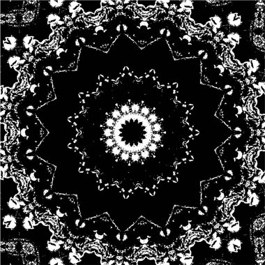 Süslü kaleydoskopik siyah beyaz arkaplan 