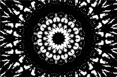 Süslü kaleydoskopik siyah beyaz arkaplan.