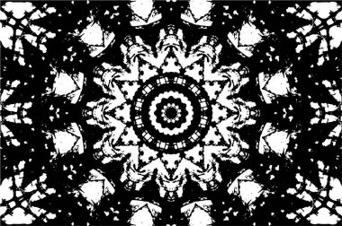 Süslü kaleydoskopik siyah beyaz arkaplan 
